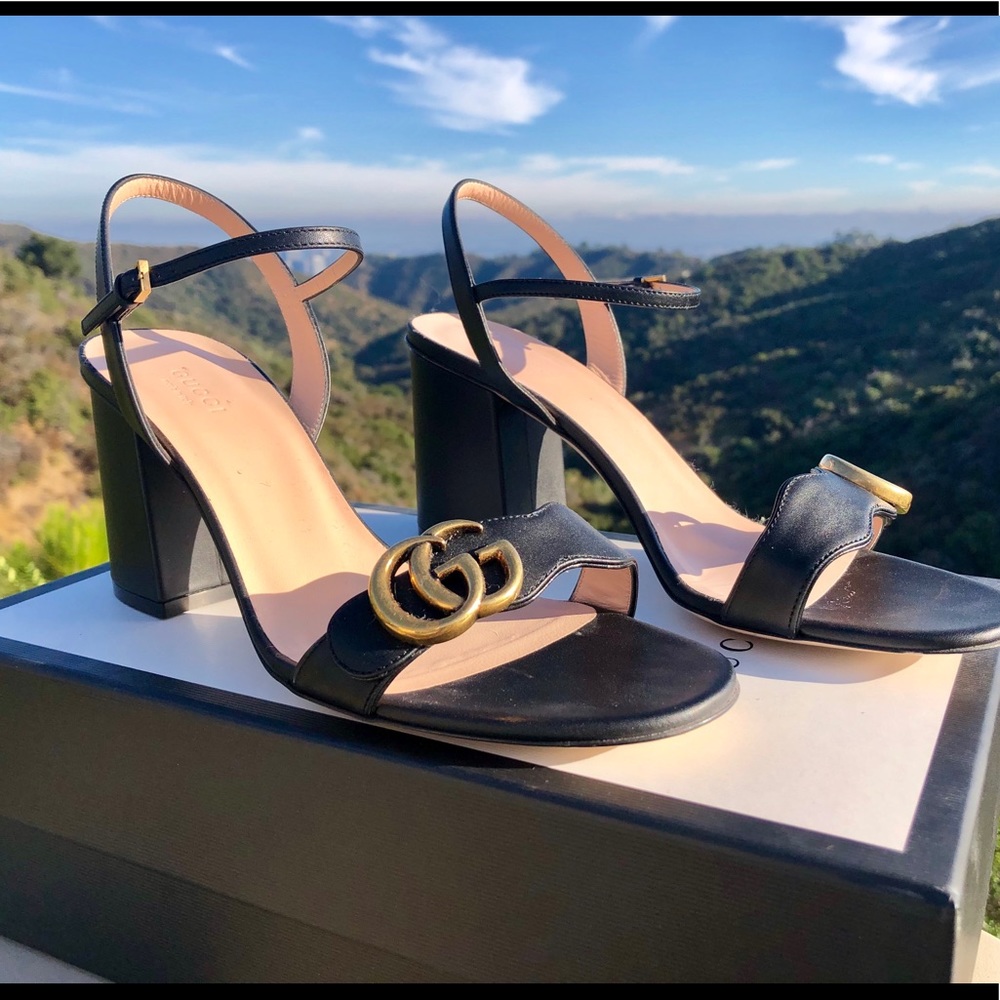 Gucci Marmont Sandals Sz 10 40 Black EUC